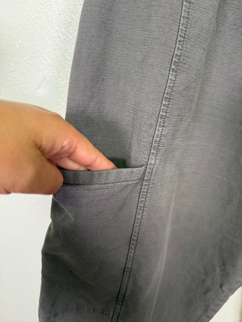 Eileen Fisher Cotton Hemp Stretch Lantern Pant Easy Fit Ankle Length Grove Large - Picture 11 of 16